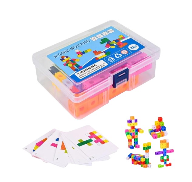 Joc educativ matematica, Set 60 de cuburi constructii, Magic Square, 3 ani