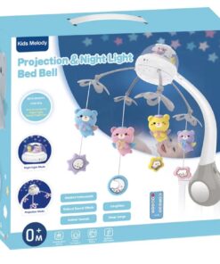 Alternative view of Jucarie bebe pentru patut, 0 luni+, Carusel muzical cu telecomanda, Albastru