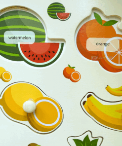 Alternative view of Puzzle Incastru din lemn cu butoni si imagine de asociere, 11 Fructe