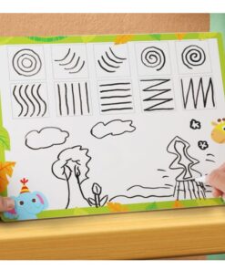 Alternative view of Puzzle educativ cu 2 si 3 din lemn cu tablita de desenat, piese groase, 2 ani+