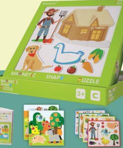 Alternative view of Puzzle magnetic si tablita de scris si desenat, Ferma, 3 ani