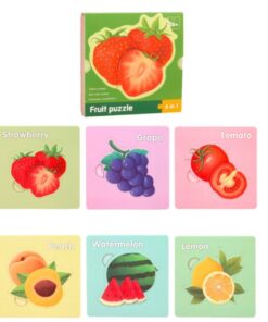 Set cu puzzle din 3-4 piese, 6 Fructe