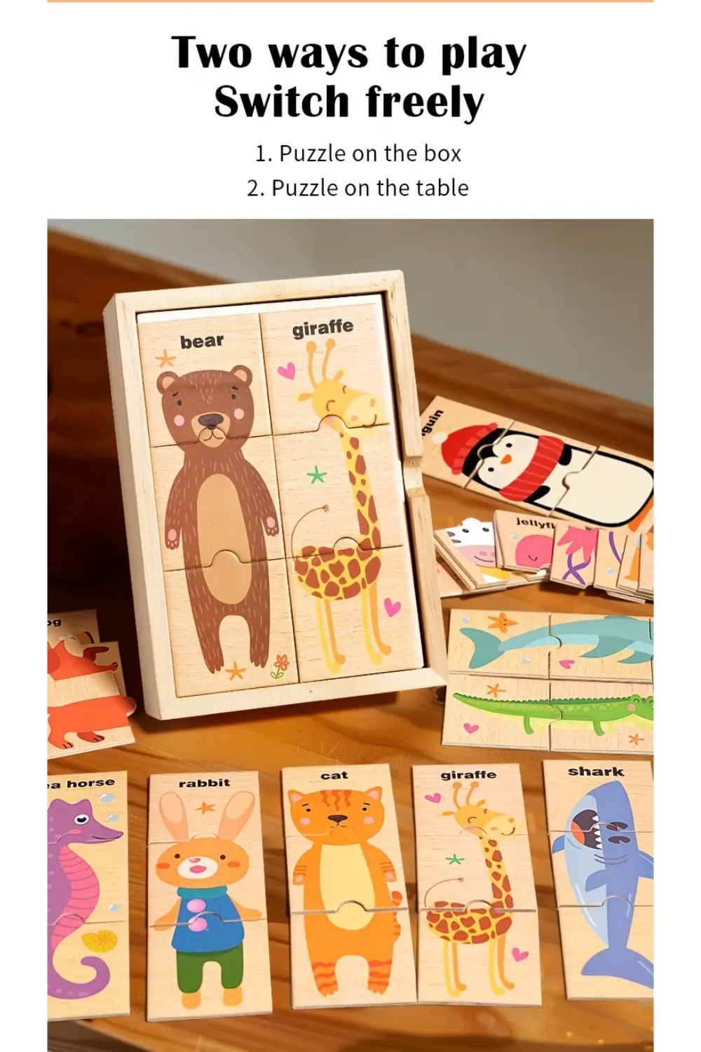 Set cu puzzle din 3 piese, Animale - 48 piese - imagine 11