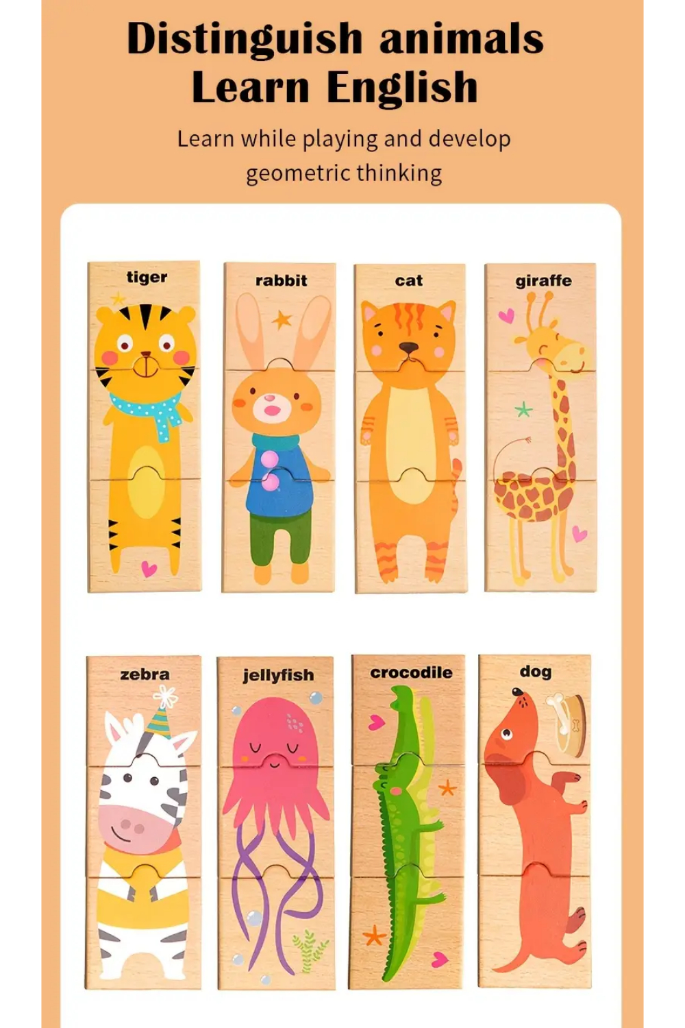 Set cu puzzle din 3 piese, Animale - 48 piese - imagine 4