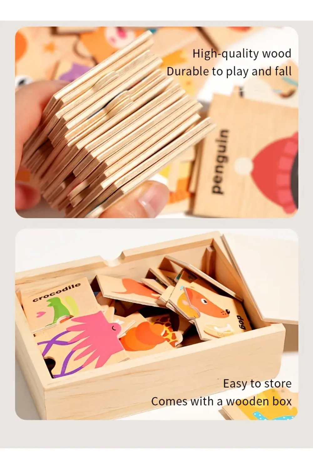 Set cu puzzle din 3 piese, Animale - 48 piese - imagine 5