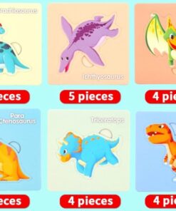 Alternative view of Set cu puzzle din 4-5 piese, 6 Dinozauri