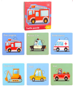 Set cu puzzle din 4-5 piese, 6 Vehicule