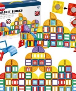 Set de constructie 3D, magnetic, 100 piese, 3 ani+