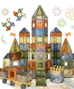 Set de constructie 3D, magnetic, 100 piese, 3 ani+