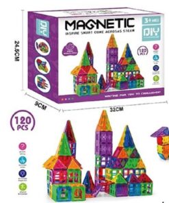 Set de constructie 3D, magnetic, 120 piese, 3 ani+