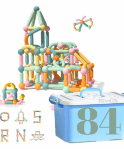 Set de constructie 3D, magnetic, 84 magneti, 3 ani, Pastel