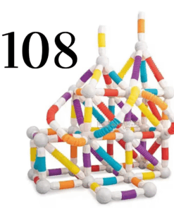 Set de constructie 3D, magnetic, flexibil, 108 piese, 3 ani+