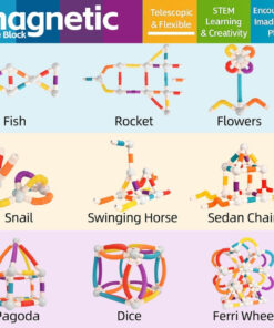 Alternative view of Set de constructie 3D, magnetic, flexibil, 36 piese, 3 ani+