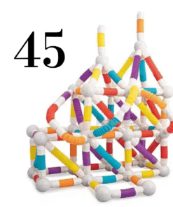 Set de constructie 3D, magnetic, flexibil, 45 piese, 3 ani+