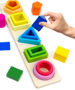 Sortator forme geometrice 4 coloane din lemn, Asociere culori