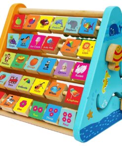 Alfabetar cu abac, litere si imagini in limba engleza, 3 ani