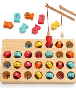 Joc de tip Montessori, Dexteritate si joc magnetic de pescuit, 3 ani, Alfabet