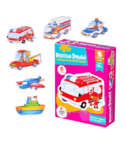 Set 6 puzzle-uri bebelusi din 2 sau 3 piese mari, Vehicule de Salvare, 18 luni
