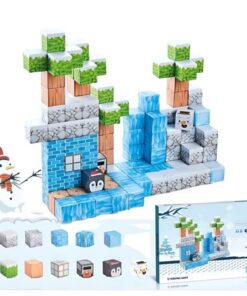 Set de constructie magnetic cu 113 de piese, 3 ani+, Minecraft WINTER