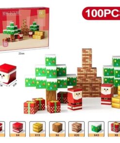Set de constructie magnetic cu 100 de piese, 3 ani+, Craciun