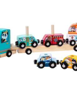 Camion Transportator din lemn cu 6 Vehicule, 3 ani