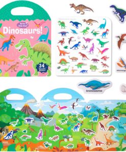 Alternative view of Carte cu 34 stickere reutilizabile - Dinozauri, 3 ani+