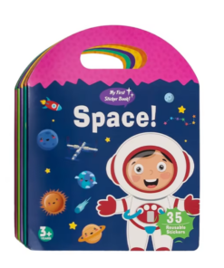 Carte cu 34 stickere reutilizabile - Spatiul cosmic, 3 ani+
