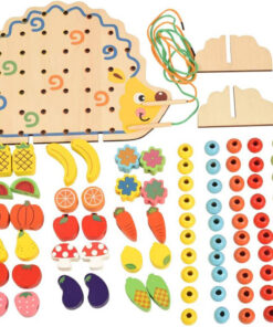 Alternative view of Joc educativ din lemn pentru șnuruit, Arici, 3 ani