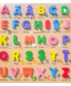 Joc educativ, puzzle incastru de asociere in limba romana, Alfabet romanesc