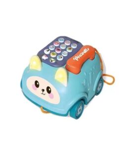 Joc multifuntional, Jucarie de tras si telefon cu sunete si lumini, Albastru