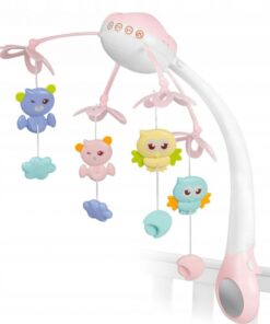 Alternative view of Jucarie bebe pentru patut, 0 luni+, Carusel muzical cu telecomanda, Roz