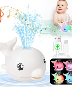 Jucarie de baie, Balena care lumineaza si stropeste, 6 luni+, Alb