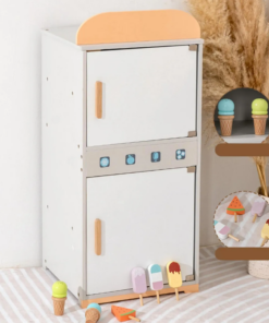 Jucărie din lemn – Frigider si congelator, cu accesorii, 3 ani+
