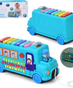 Jucarie interactiva, cu sunete si lumini, Autobuz albastru, 18 luni+