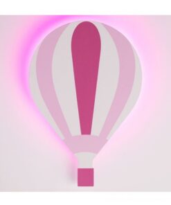 Lampa de veghe din lemn, pentru perete cu led, Balon roz