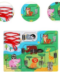 Placa cu activitati Montessori - Incuie Descuie, 3 ani+