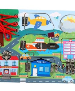 Placa cu activitati Montessori - Incuie Descuie, 3 ani, Vehicule