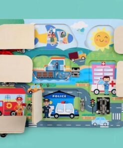 Alternative view of Placa cu activitati Montessori - Incuie Descuie, 3 ani, Vehicule