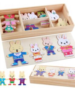 Puzzle educativ-Imbraca Familia Iepurasilor, 3 ANI