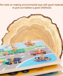 Alternative view of Puzzle incastru din lemn cu butoni si imagine de asociere –Anotimpuri