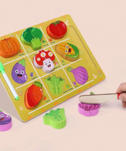 Alternative view of Puzzle din 2 piese, de feliat si tablita de scris, Legume, 3 ani+