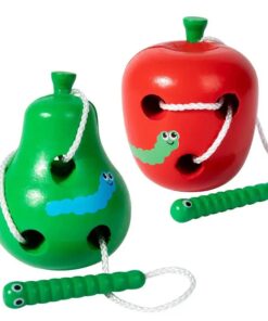 Alternative view of Set 2 jucării educative din lemn pentru șnuruit, Fructe, 3 ani