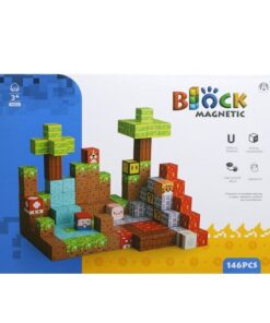Set de constructie magnetic cu 146 de piese, 3 ani+, Minecraft