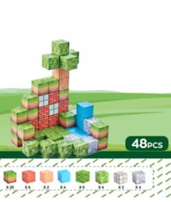 Set de constructie magnetic cu 48 de piese, 3 ani+, Minecraft