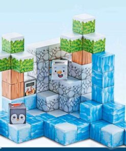 Set de constructie magnetic cu 66 de piese, 3 ani+, Minecraft WINTER