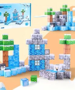 Set de constructie magnetic cu 93 de piese, 3 ani+, Minecraft WINTER
