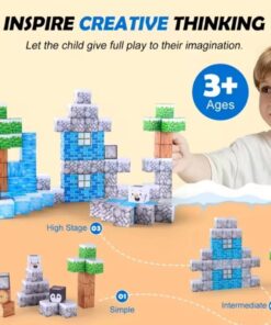 Alternative view of Set de constructie magnetic cu 93 de piese, 3 ani+, Minecraft WINTER