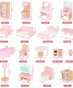 Alternative view of Set mobilier case de papusi, din lemn, 22 de piese