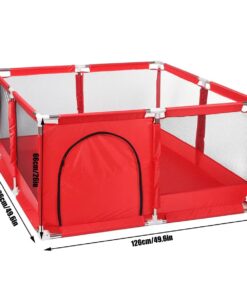 Tarc de joaca pentru copii,126cm x 126 cm, cu 50 bile colorate, Rosu