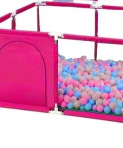 Tarc de joaca pentru copii,126cm x 126 cm si 50 bile colorate, Roz